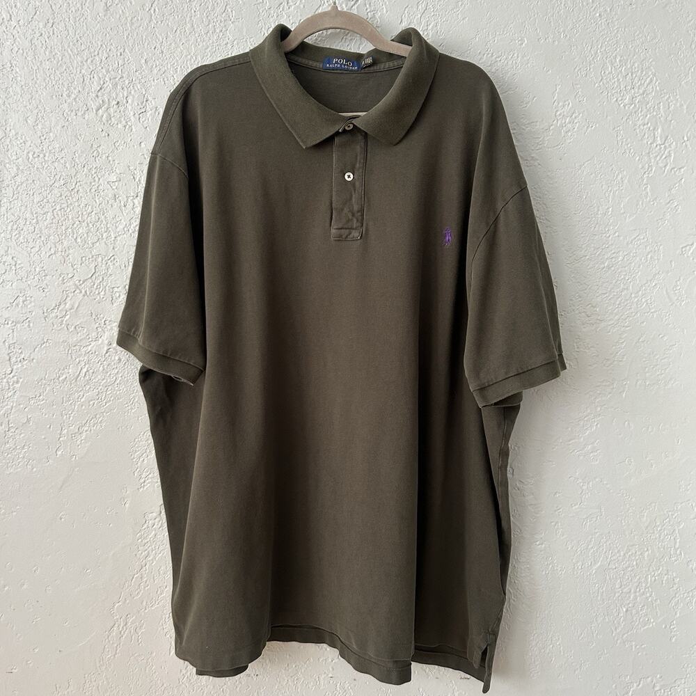 Polo Ralph Lauren Polo Shirt Men’s 4XB Big Tall Green Cotton Prep Classic Solid
